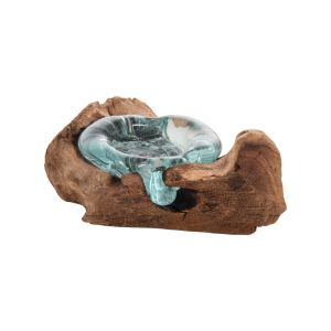 Декор за маса свещник Naturally тиково дърво масив и стъкло Hm4283