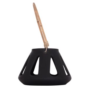 Декоративен настолен фенер Erantyl Hm4696.01s черен фибър цимент и ратанова дръжка Φ25x17hcm