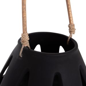 Декоративен настолен фенер Erantyl Hm4696.01s черен фибър цимент и ратанова дръжка Φ25x17hcm