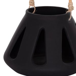 Декоративен настолен фенер Erantyl Hm4696.01s черен фибър цимент и ратанова дръжка Φ25x17hcm