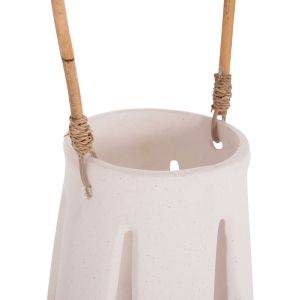 Декоративен настолен фенер Erantyl Hm4696.02l бял фиброцимент и ратанова дръжка Φ17x27hcm