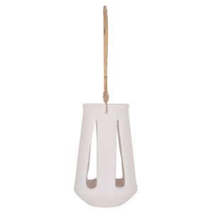 Декоративен настолен фенер Erantyl Hm4696.02l бял фиброцимент и ратанова дръжка Φ17x27hcm