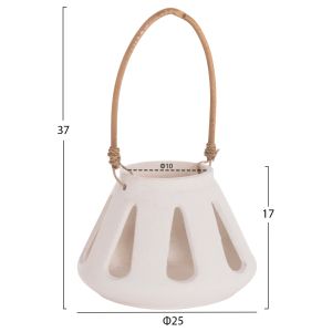 Декоративен настолен фенер Erantyl Hm4696.02s бял фиброцимент и ратанова дръжка Φ25x17hcm