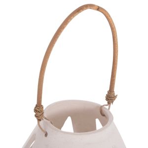 Декоративен настолен фенер Erantyl Hm4696.02s бял фиброцимент и ратанова дръжка Φ25x17hcm