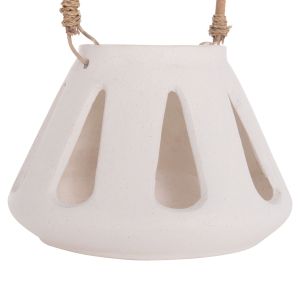 Декоративен настолен фенер Erantyl Hm4696.02s бял фиброцимент и ратанова дръжка Φ25x17hcm