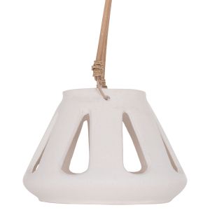 Декоративен настолен фенер Erantyl Hm4696.02s бял фиброцимент и ратанова дръжка Φ25x17hcm