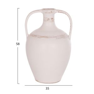 Декоративна ваза (амфора) Feax Hm4676.02l теракота в бяло - 35x35x58hсм.