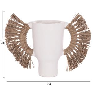 Декоративна ваза Alica Hm4668.02l теракота в бял цвят и трева -- 64x22x38h см.