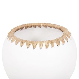 Декоративна ваза Ethno от теракота в бяло с плетен ръб D29x23hcm Hm4375