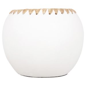 Декоративна ваза Ethno от теракота в бяло с плетен ръб D29x23hcm Hm4375