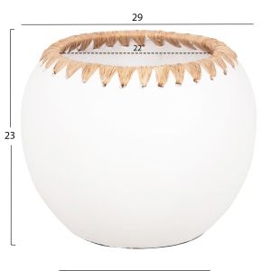 Декоративна ваза Ethno от теракота в бяло с плетен ръб D29x23hcm Hm4375