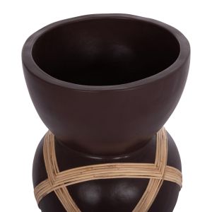 Декоративна ваза Maynard Hm4672.07l фибро цимент в шоколадов цвят -- ратан Φ32x62.5 см.