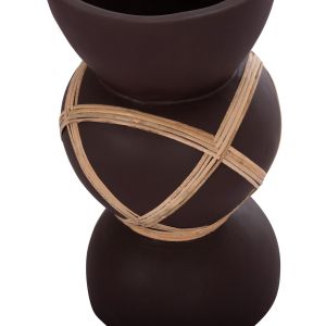 Декоративна ваза Maynard Hm4672.07s фибро цимент в шоколадов цвят -- ратан Φ27.5x50 см.