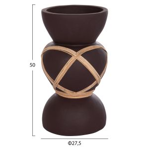 Декоративна ваза Maynard Hm4672.07s фибро цимент в шоколадов цвят -- ратан Φ27.5x50 см.