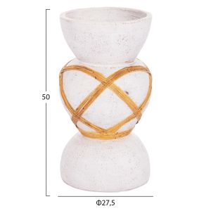 Декоративна ваза Maynard Santorini Hm4672.02s фибро цимент в бял цвят -- ратан Φ27.5x50см.