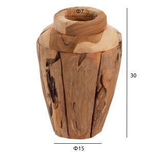 Декоративна ваза Naturally Hm7917 от парчета тиково дърво в натурален цвят D15x30hcm