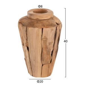 Декоративна ваза Naturally Hm7918 от парчета тиково дърво в натурален цвят D20x40hcm