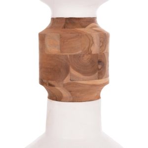 Декоративна ваза Nebula Santorini Hm4661.02 фибро цимент в бял -- тиково дърво Φ60x115 см.
