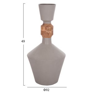 Декоративна ваза Nebula Santorini Hm4661.03 фибро цимент в сиво - тиково дърво Φ60x115hсм.