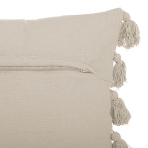 Decorative pillow with fringes Erden in ivory color 50x50cm