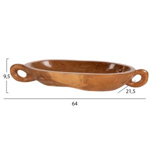 Декоративна купа с дръжки Hm4304 от масивно тиково дърво 64x21,5x9,5hcm