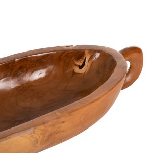 Декоративна купа с дръжки Hm4304 от масивно тиково дърво 64x21,5x9,5hcm