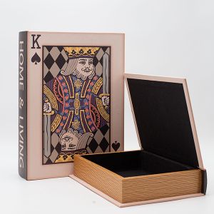 Декоративна кутия-книга S/2, теледо карти, бежово-черно, 34x25x7см/ 27x20x5.5см