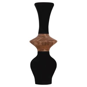 Decorative floor vase Nebula Hm4660.01s fiber cement made of black teak wood Φ45x115hcm.