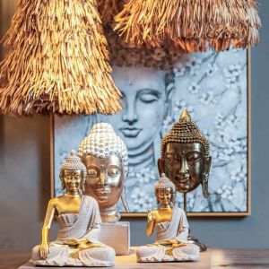 Decorative figure Buddha gold-white antique color 16x15x34cm