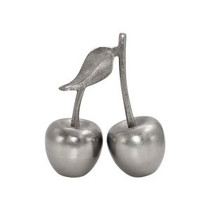 Декоративна фигура Double Cherry в сребрист цвят, размери 20x10x22см