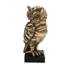Decorative figure Fl25090 owl gold-black color 9.50*9.50*22.5cm