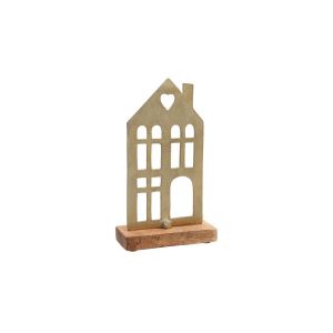 Декоративна фигура Home върху дървена основа злато, размери 16x5x23см