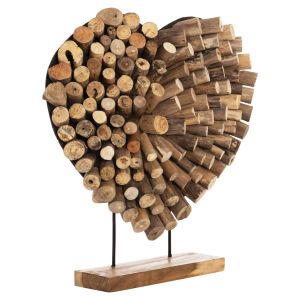 Декоративна фигура Naturally сърце от тикови клони в естествен Цвятhm7911 - 57x5x56cm