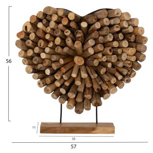Декоративна фигура Naturally сърце от тикови клони в естествен Цвятhm7911 - 57x5x56cm