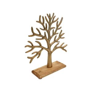 Decorative figure Tree golden with wooden base 21x7x25cm