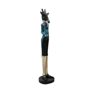 Decorative figure giraffe blue color 27x26x118cm