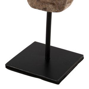 Декоративна фигура лице от камък Paras в черен метален стояч, 7x10x7x21cm Hm4315
