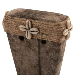 Декоративна фигура лице от камък Paras в черен метален стояч, 7x10x7x21cm Hm4315
