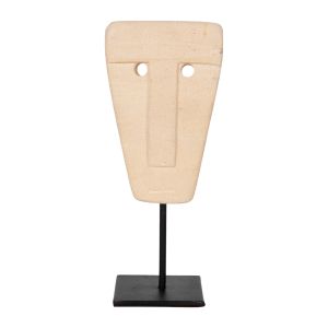 Декоративна фигура лице от камък Paras в черен метален стояч, 9x3x22cm Hm4312
