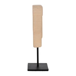 Декоративна фигура лице от камък Paras в черен метален стояч, 9x3x22cm Hm4312