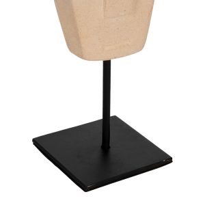 Декоративна фигура лице от камък Paras в черен метален стояч, 9x3x22cm Hm4312