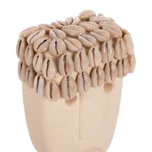 Декоративна фигура лице от камък Paras в черен метален стояч, 9x6x19cm Hm4313