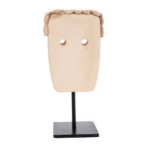 Декоративна фигура лице от камък Paras в черен метален стояч, 9x6x19cm Hm4313