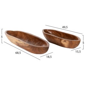 Декоративни купи сет 2бр Hm4305 от масивно тиково дърво 68,5x18,5x9,5hcm