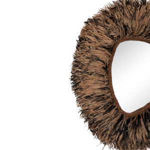 Decorative wall mirror Gresso Hm4712 banana fiber in natural color - black 90x100cm.