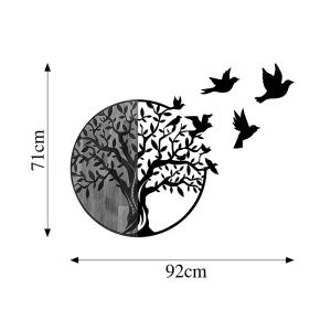 Benanje wall decoration made of natural pine wood and black metal 92x3x71cm
