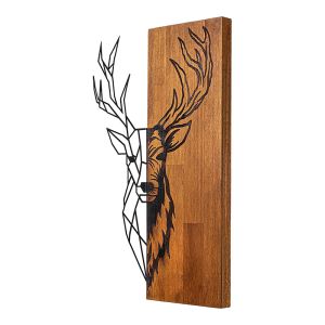 Deera wall decoration pine wood in natural color and black metal 33x3x58cm