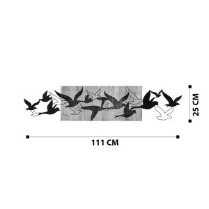Excore wall decoration made of natural pine wood and black metal 111x3x25cm