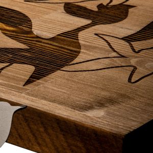 Excore wall decoration made of natural pine wood and black metal 111x3x25cm