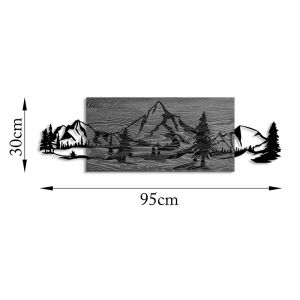 Wall decoration Nereve made of natural pine wood and black metal 95x3x30cm